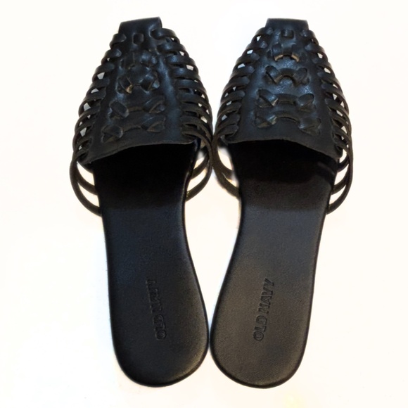 Old Navy Faux Leather Woven Mules Black Size 8 - Picture 5 of 6